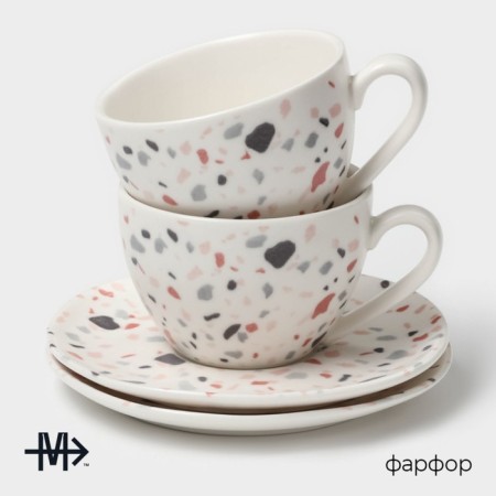 Set of Porcelain Magistro TERAZZO, 4 objects: 2 cups 150 ml, 2 saucers d = 12.5 cm-1