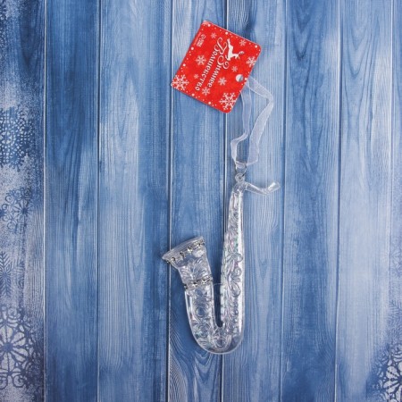 Christmas tree decoration "Saxophone" 12x4 cm, transparent overflow-2