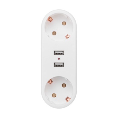 Double Electric linear 16 A with grounding + 2 USB port, 2.4 A, white rexant-1