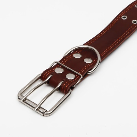 Leather collar on synthetic winterizer, dimensionless, 83 x 4.5 cm, Osh 20-71 cm, brown-4