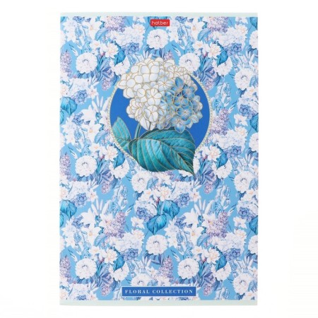A4 notebook, 96 sheets in a cage, Floral Collection, cover Cover Cardboard, matte lamination, 3D foil, OFSET 65G/m2, MIX-4