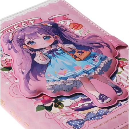 Gift notebook, A6+, 132 sheets, color block, with a curly knife, PVC cover, "anime", mix-6