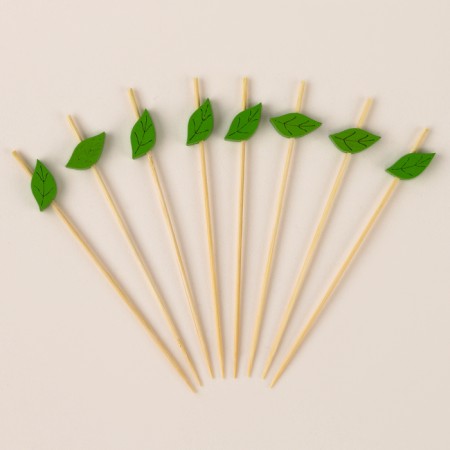 Skewers for the canapes "Leaves" set 24 pcs., Green color-1