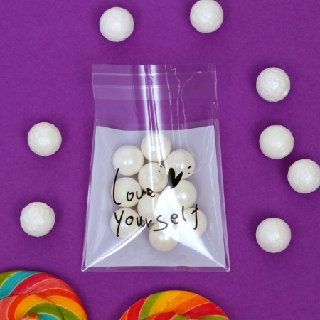 BOPP package with adhesive tape, “wishes”, 7*7+3cm-4