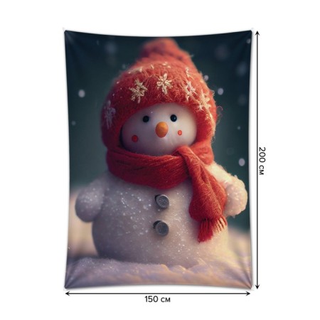 Decorative panel with photo printing "Snowman", vertical, size 150x200 cm-1