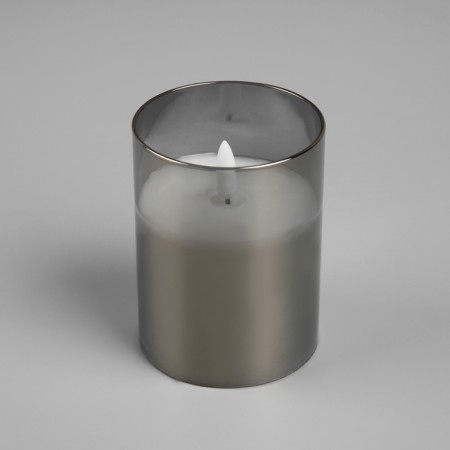 Silver LED candle, 7.5 × 10 × 7.5 cm, wax, plastic, batteries AAAX3 (not in the kit), glow warm white-3