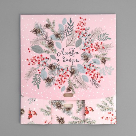 Folding Gift Box "New Year's Botanika", 20 x 18 x 5 cm, without tape, New Year-6