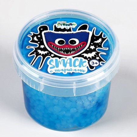 Slime "Glass", Smask with balls, blue, 90 g-2
