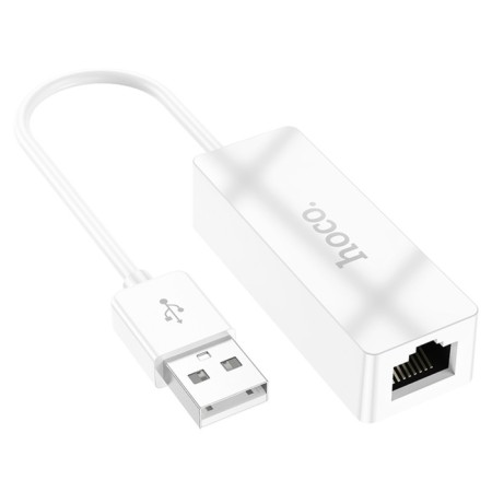 Adapter Hoco UA22, USB -A - Ethernet (100 MB), 15 cm, white