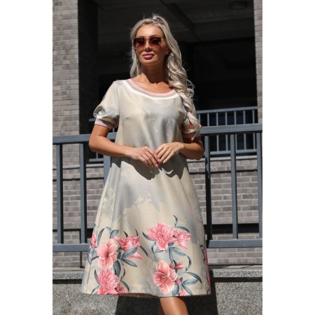 Women's dress, size 46, beige color-7