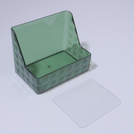 Organizer for storage "Green", hinged, 1 section, with an adhesive base, 11.8 × 7.8 × 9 cm, translucent/green color-5