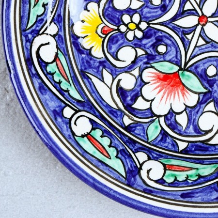 Plate of the Rishtan ceramics "Flowers", blue, flat, 17 cm-2