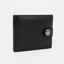 Male purse for magnet, department for bills, for maps, for coins, black color