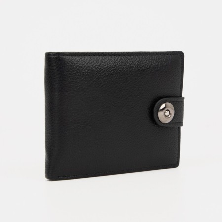 Male purse for magnet, department for bills, for maps, for coins, black color