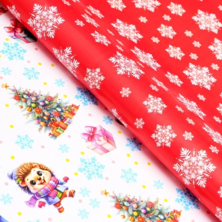 Packaging paper "Funny Hedgehog", gloss, bilateral, 80 g/m2, 70 x 100 cm-2