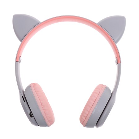 Wireless “cats” headphones, sound and light effects, folding, gray color-2