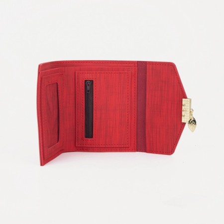 Women's wallet on the button, red color-2