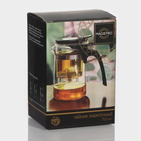 Glass teapot Magistro "Mantana", 750 ml, with plastic sieve-13