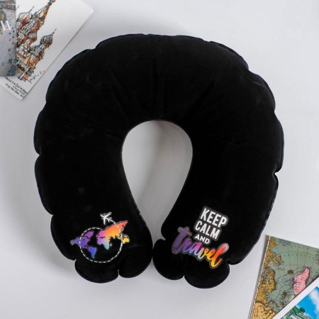 Keep Calm and Travel pillow, black color-1