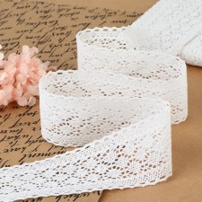 Knitted lace, 50 mm × 10 ± 1 m, white color