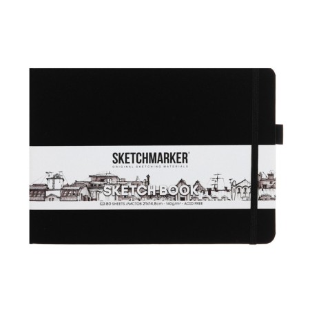 Sketchmarker sketchbook, 148 x 210 mm, 80 sheets, solid leather cover, black, block 140 g/m2