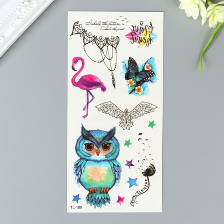 Tattoo on the body color "birds" 19x9 cm-1