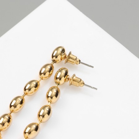 Earrings Metal "Beads" rice, color gold-2