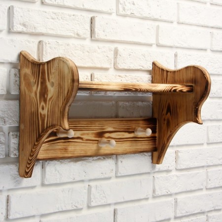 The shelf is burned, 3 hooks, 43 × 27 × 17 cm-2
