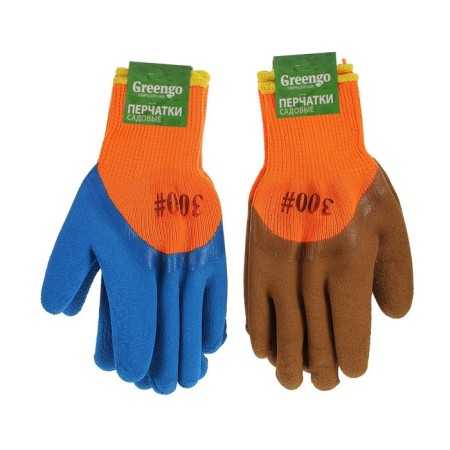 Garden, nylon gloves, with double latex impregnation, insulated, size 10, mix, Greengo-2