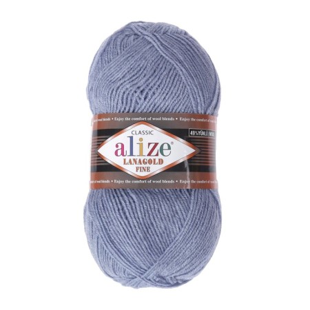 Yarn "Lanagold fine" 49% wool, 51% acrylic 390m/100g (221 light jeans)-1