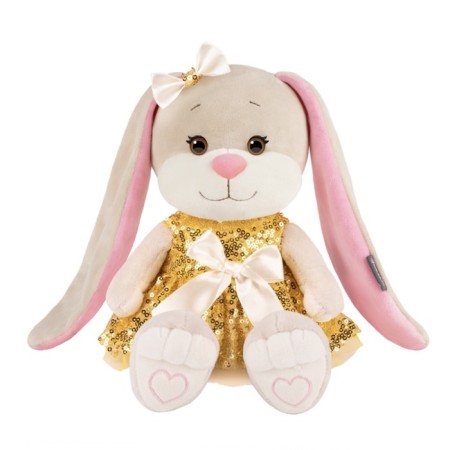Soft toy "Bunny Lin in a gold dress with sequins", 20 cm