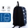 A backpack with a zipper, the color is blue