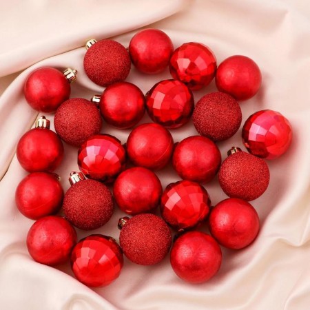 Set of balls plastic D-4 cm, 24 pcs "Disco Mix" Red Red