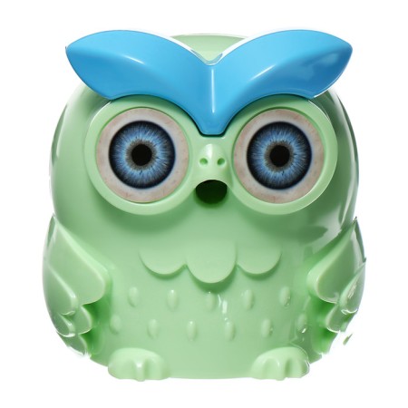 Mechanical sharpener with a container of an owl light green-2