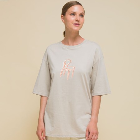 Female T-shirt, size 48, light gray color