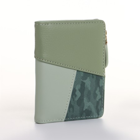 Women's wallet on the button, green color