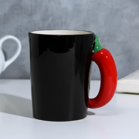Ceramic mug "Cool pepper", 400 ml, black color-2