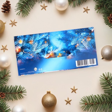 Money envelope "Happy New Year!" Glitter, Congrev, train, 17 x 8 cm-2
