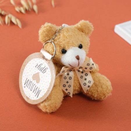 Tekstil Bloher "Bear with beige bow" 9x6x9.5 cm-1