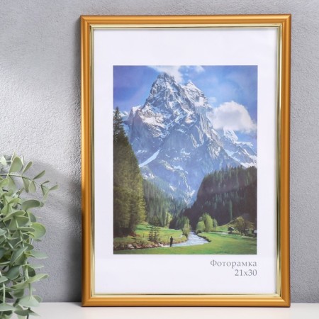 Photo frame Plastic "Gamma" 21x30 cm, matte gold-1
