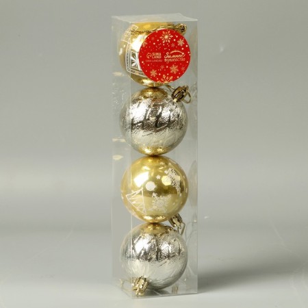 Set of balls plastic D-5.5 cm, 4 pcs "Amelie" gold-1