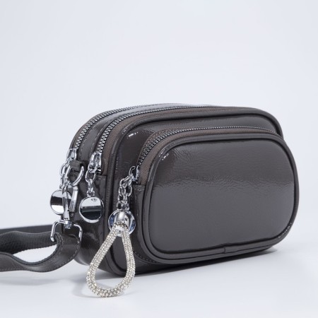 Bag Cross-Bodi with a zipper, gray color-2