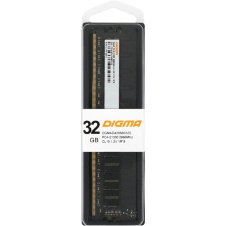 Memory DDR4 32GB 26666MHz Digma DGMAD4266666666666666666666S RTL PC4-21300 CL19 DIMM 288-PIN 1.2V SINGLE RA 10044-4