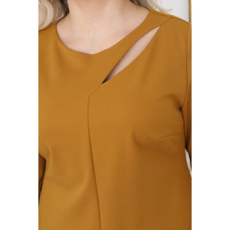 Female dress, size 56, mustard color-10