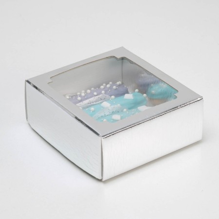 Box the team, cover is, with a window, silver, 14.5 x 14.5 x 6 cm