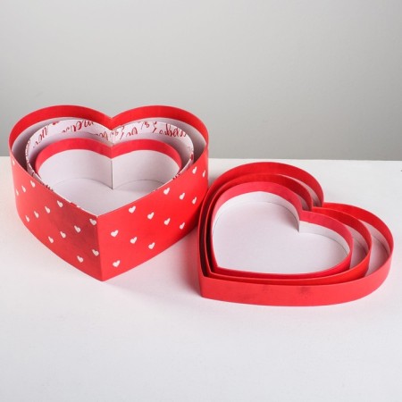 A set of boxes 3 in 1, gift packaging, “with love”, 16 x 14 x 6 cm –22 x 20 x 9 cm-7