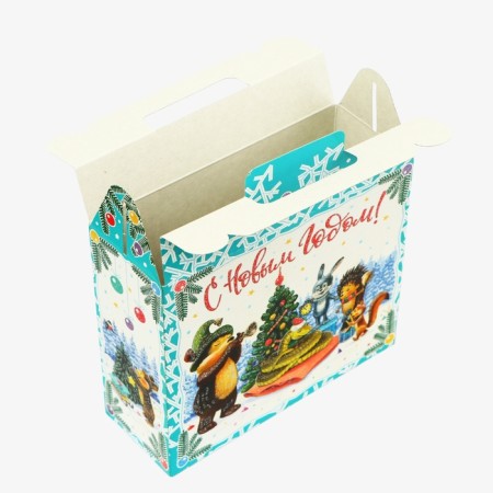 New Year. Gift box New Year's suitcase Small "Forest Guests" 17.3 x 6.5 x 15 cm.-3