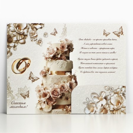 Congratulatory card "Happy Wedding Day!", Luxurious wedding, 19 x 29 cm-2