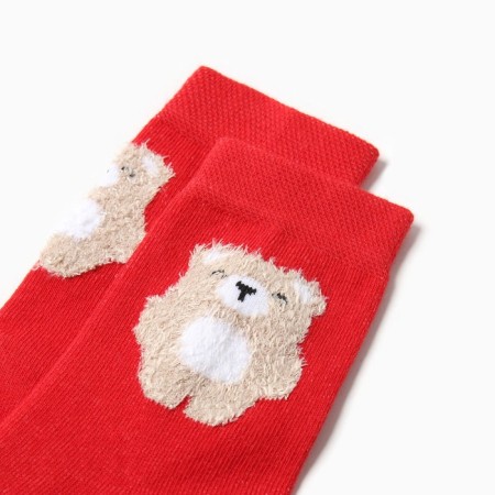 Women's socks kaftan "bear" size 36-39 (23-25 ​​cm), red-1