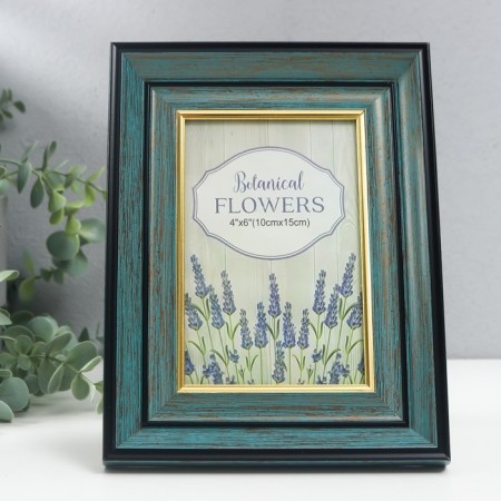 Photo frame plastic 10x15 cm "Norway" Blue, black stroke 21.7x16.8 cm